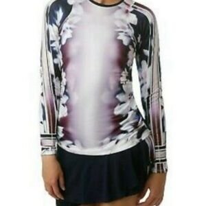 Lucky in Love Long Sleeve Floral Ombre Rash Guard - Purple White Black